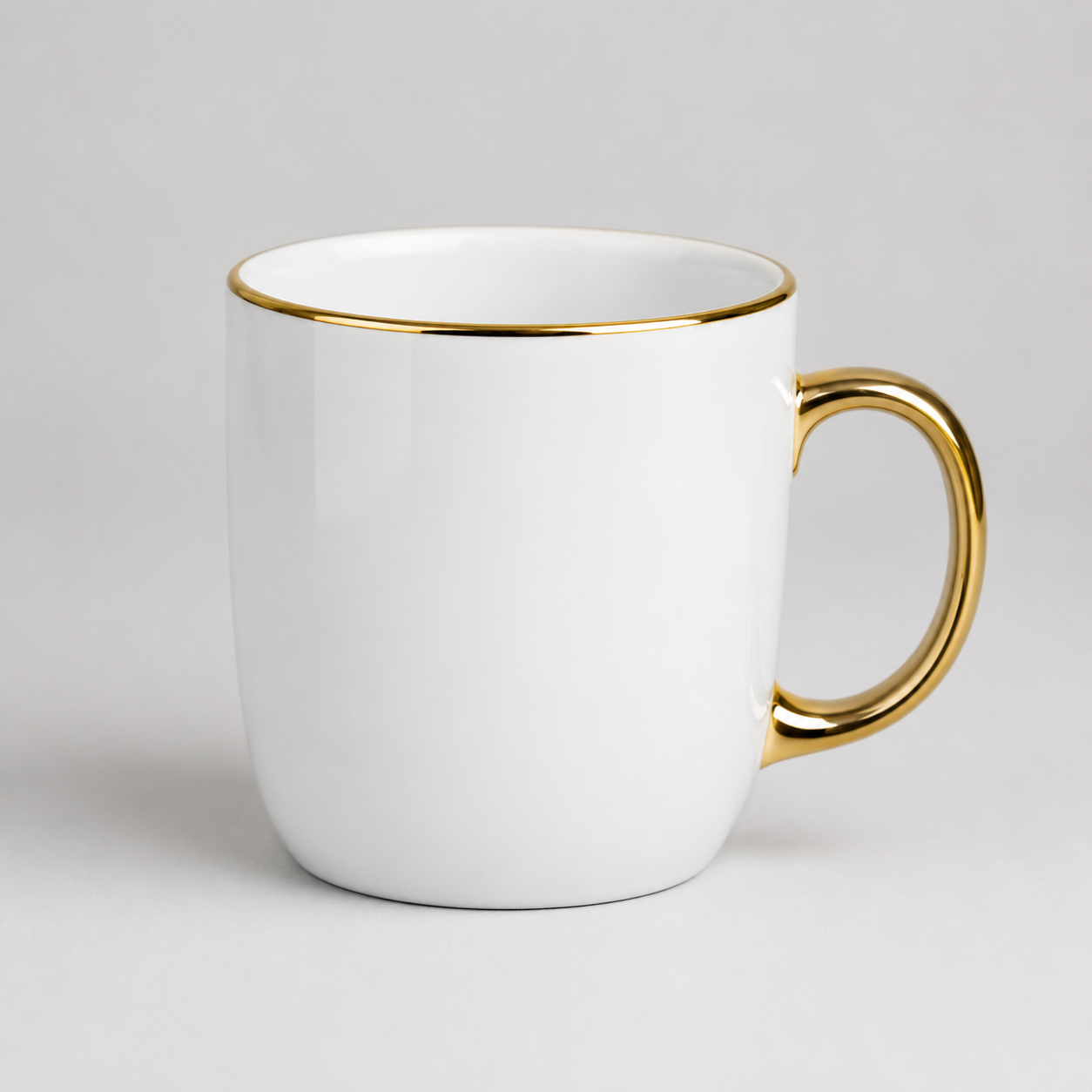 Keramikas sublimācijas krūze 330 ml, elegantā, balta ar zeltu