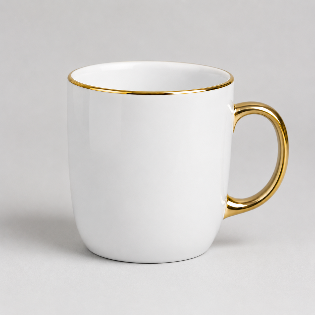 Keramikas sublimācijas krūze 330 ml, elegantā, balta ar zeltu
