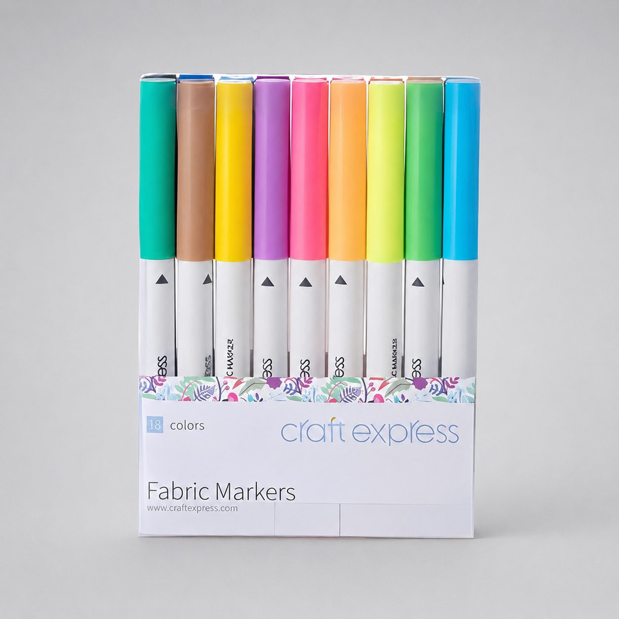 Craft Express Joy sublimācijas marķieru komplekts, 18 krāsas uz gaiši pelēka studijas fona