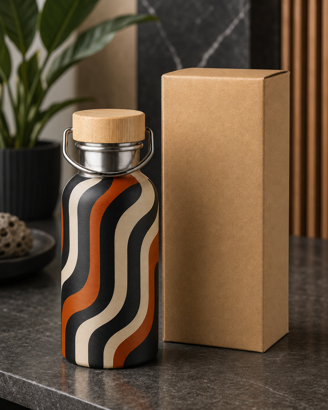 500 ml sublimācijas metāla termopudele ar kasti, balta ar dizainu